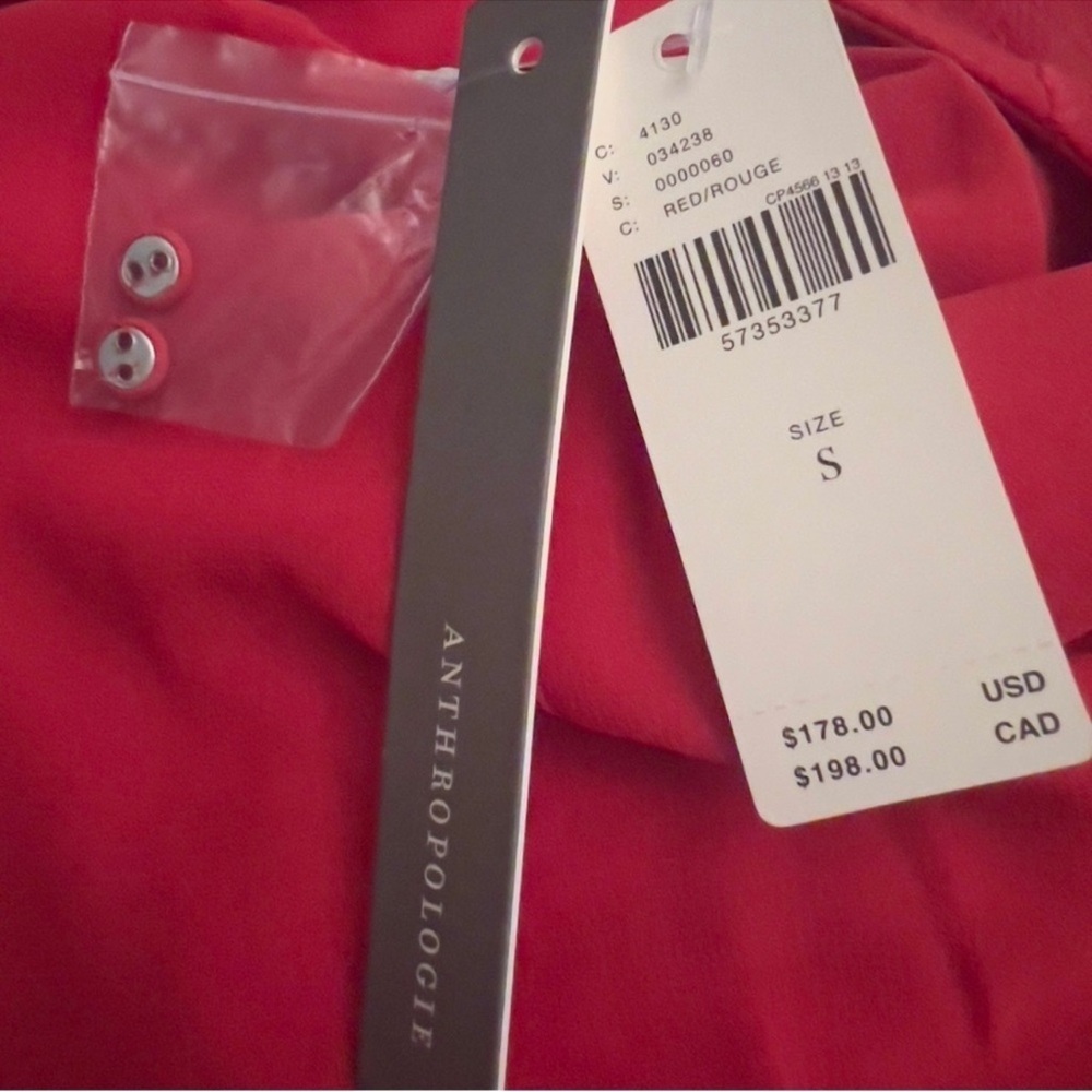 NEW Anthropologie Ranna Gill Red Scarlette Embroidered Shirt Dress SZ S - Picture 9 of 11